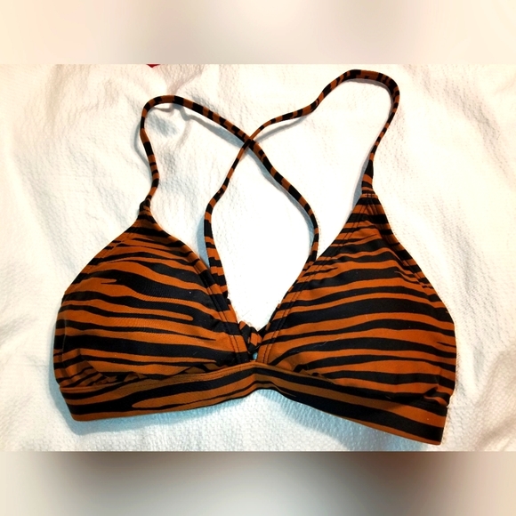 Kona Sol Other - NWT ANIMAL PRINT BRA SWIM TOP CROSS BACK TIE REMOVABLE PADS
